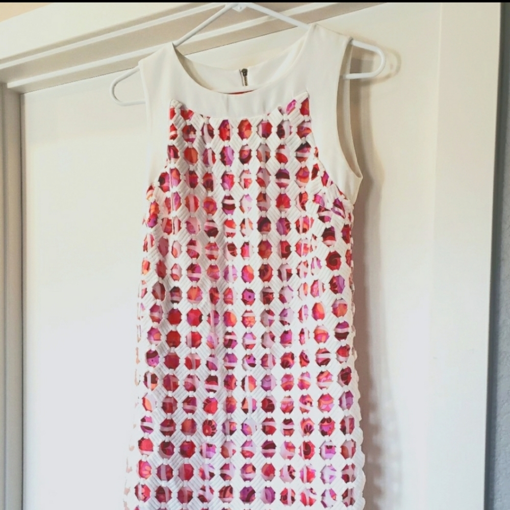 Retro Laundry Dress Size 6 white pink purple
